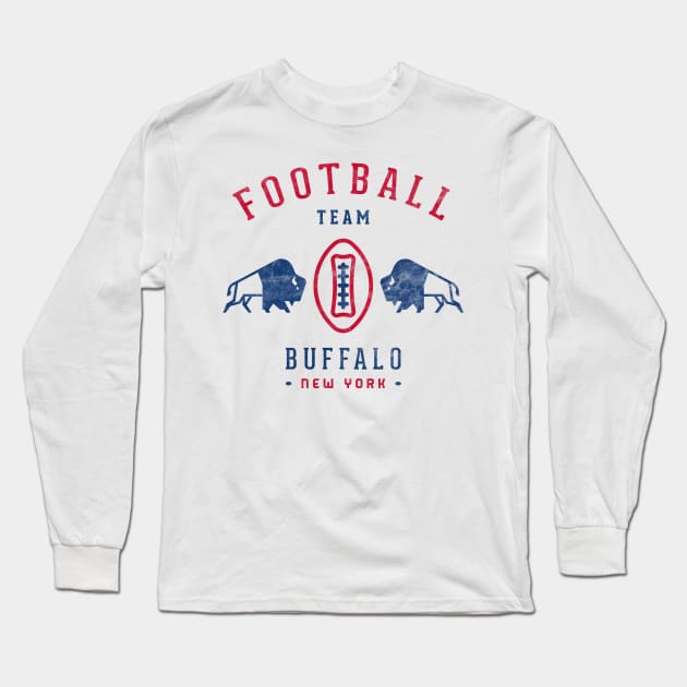 Cool modern Buffalo Bills Retro Team Crest Long Sleeve T-Shirt by BooTeeQue